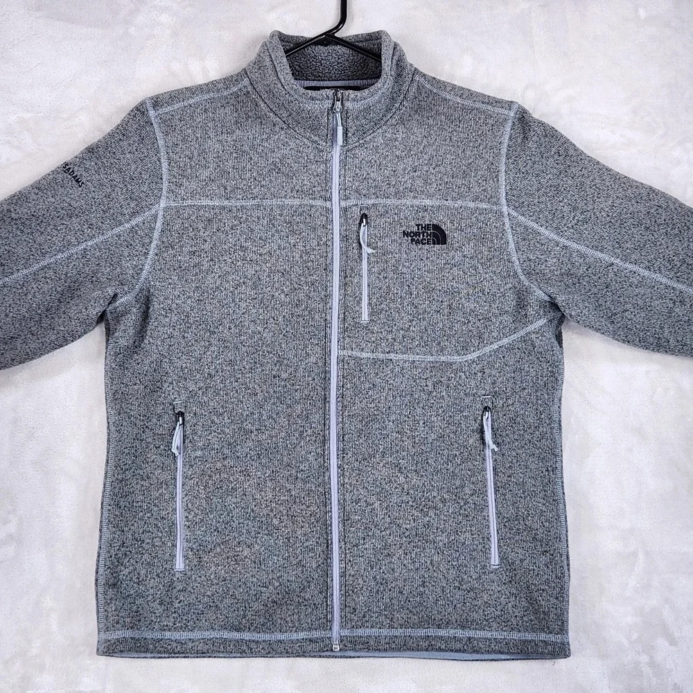 The North Face Jacket Mens Large Gray Sweater Fleece Full Zip Moss Adams Logo